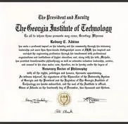 A picture of the georgia institute of technology diploma.
