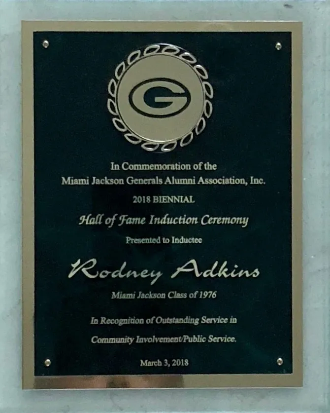 A plaque is displayed on the wall.