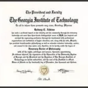 A picture of the georgia institute of technology diploma.
